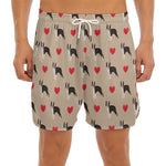 Boston Terrier Heart Pattern Print Men's Split Running Shorts