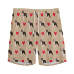 Boston Terrier Heart Pattern Print Men's Sports Shorts