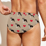 Boston Terrier Heart Pattern Print Men's Swim Briefs