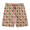 Boston Terrier Heart Pattern Print Men's Swim Trunks