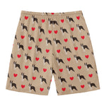 Boston Terrier Heart Pattern Print Men's Swim Trunks