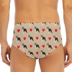 Boston Terrier Heart Pattern Print Men's Triangle Swim Briefs