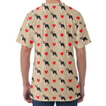 Boston Terrier Heart Pattern Print Men's Velvet T-Shirt