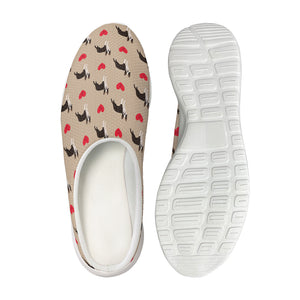 Boston Terrier Heart Pattern Print Mesh Casual Shoes