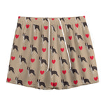 Boston Terrier Heart Pattern Print Mesh Shorts