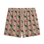 Boston Terrier Heart Pattern Print Mesh Shorts