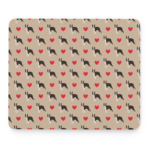 Boston Terrier Heart Pattern Print Mouse Pad