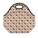 Boston Terrier Heart Pattern Print Neoprene Lunch Bag