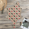 Boston Terrier Heart Pattern Print One Shoulder Bodysuit