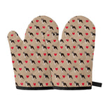Boston Terrier Heart Pattern Print Oven Mitts
