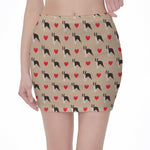 Boston Terrier Heart Pattern Print Pencil Mini Skirt