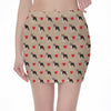 Boston Terrier Heart Pattern Print Pencil Mini Skirt