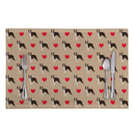 Boston Terrier Heart Pattern Print Placemat