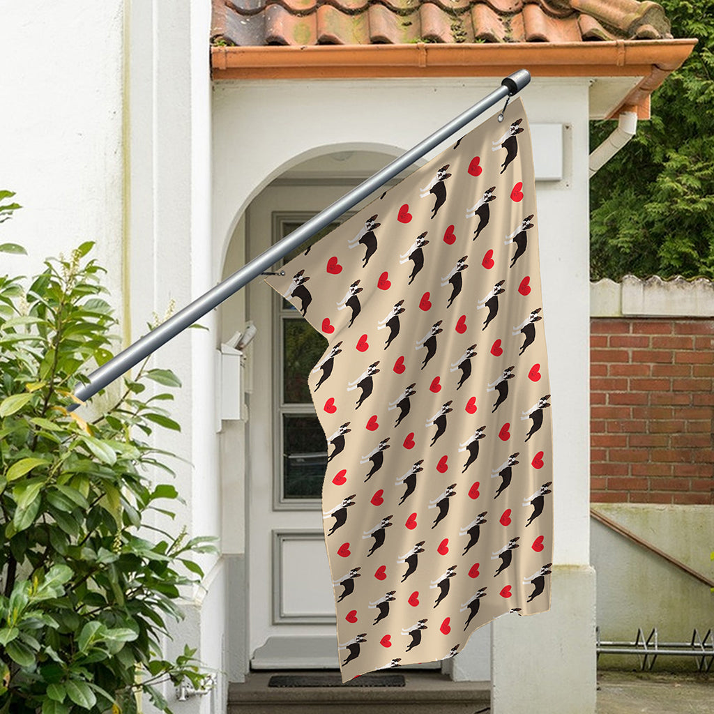 Boston Terrier Heart Pattern Print Polyester Flag