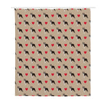 Boston Terrier Heart Pattern Print Polyester Shower Curtain