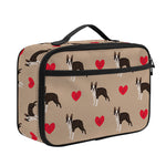 Boston Terrier Heart Pattern Print Portable Lunch Bag