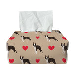 Boston Terrier Heart Pattern Print Rectangle Tissue Box Cover