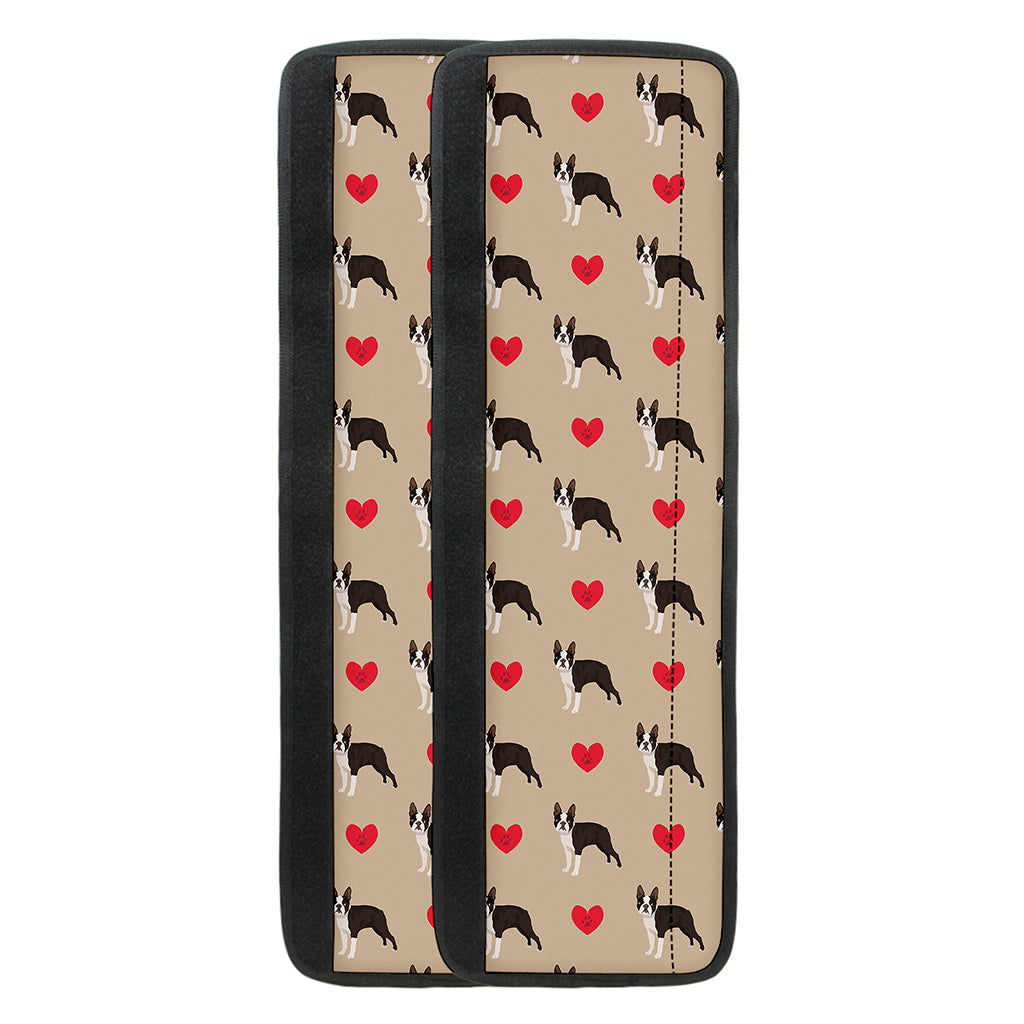 Boston Terrier Heart Pattern Print Refrigerator Handle Covers