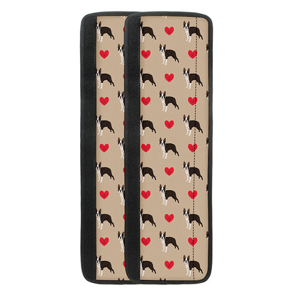 Boston Terrier Heart Pattern Print Refrigerator Handle Covers