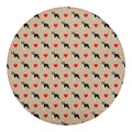 Boston Terrier Heart Pattern Print Round Blanket
