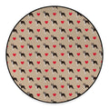 Boston Terrier Heart Pattern Print Round Floor Mat