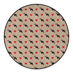 Boston Terrier Heart Pattern Print Round Floor Mat