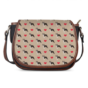 Boston Terrier Heart Pattern Print Saddle Bag