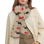 Boston Terrier Heart Pattern Print Scarf