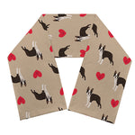 Boston Terrier Heart Pattern Print Scarf
