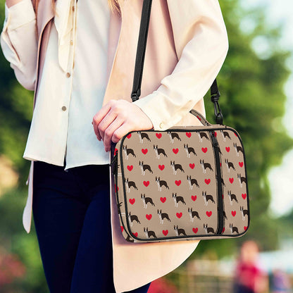 Boston Terrier Heart Pattern Print Shoulder Strap Bible Bag