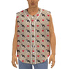 Boston Terrier Heart Pattern Print Sleeveless Baseball Jersey