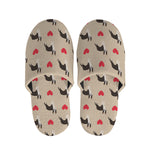 Boston Terrier Heart Pattern Print Slippers