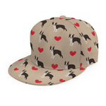 Boston Terrier Heart Pattern Print Snapback Cap