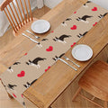 Boston Terrier Heart Pattern Print Table Runner