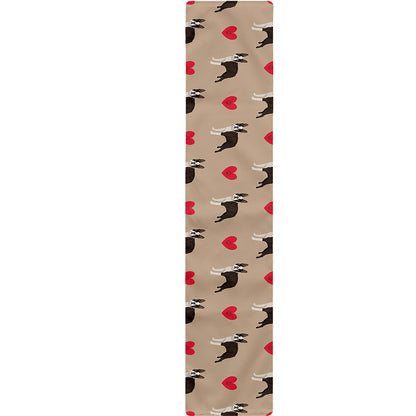 Boston Terrier Heart Pattern Print Table Runner