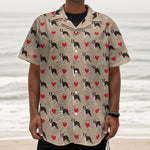 Boston Terrier Heart Pattern Print Textured Short Sleeve Shirt