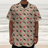 Boston Terrier Heart Pattern Print Textured Short Sleeve Shirt