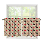 Boston Terrier Heart Pattern Print Tier Curtains