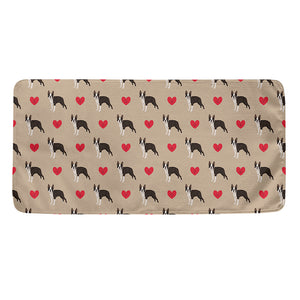 Boston Terrier Heart Pattern Print Towel