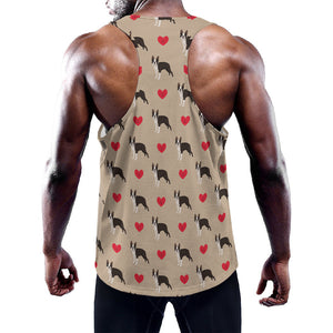 Boston Terrier Heart Pattern Print Training Tank Top