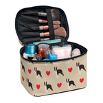 Boston Terrier Heart Pattern Print Travel Makeup Bag