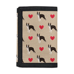 Boston Terrier Heart Pattern Print Trifold Wallet