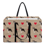 Boston Terrier Heart Pattern Print Utility Tote Bag