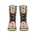 Boston Terrier Heart Pattern Print Winter Boots