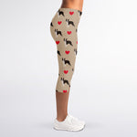 Boston Terrier Heart Pattern Print Women's Capri Leggings