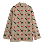 Boston Terrier Heart Pattern Print Women's Cotton Blazer