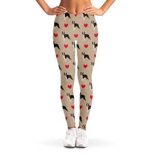 Boston Terrier Heart Pattern Print Women's Leggings