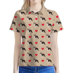 Boston Terrier Heart Pattern Print Women's Polo Shirt