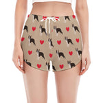 Boston Terrier Heart Pattern Print Women's Split Running Shorts