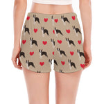 Boston Terrier Heart Pattern Print Women's Split Running Shorts